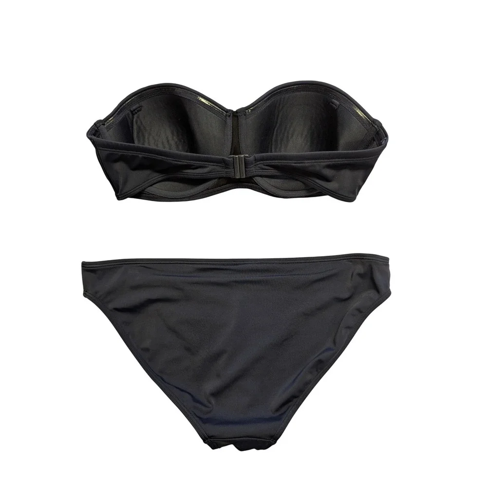 Boden Bikini SET Samos Cup-Size Top 36DD Matching Bottoms‎ Navy Embroidery 10